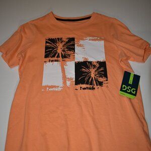 New with Tags Boys Graphic Palm Tree T-Shirt Summer Orange Youth Size Medium DSG